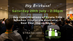 Strata Title Schemes (Stratacare) + Real Deal (Derek Edgar) @ Colmslie Hotel | Brisbane | AU